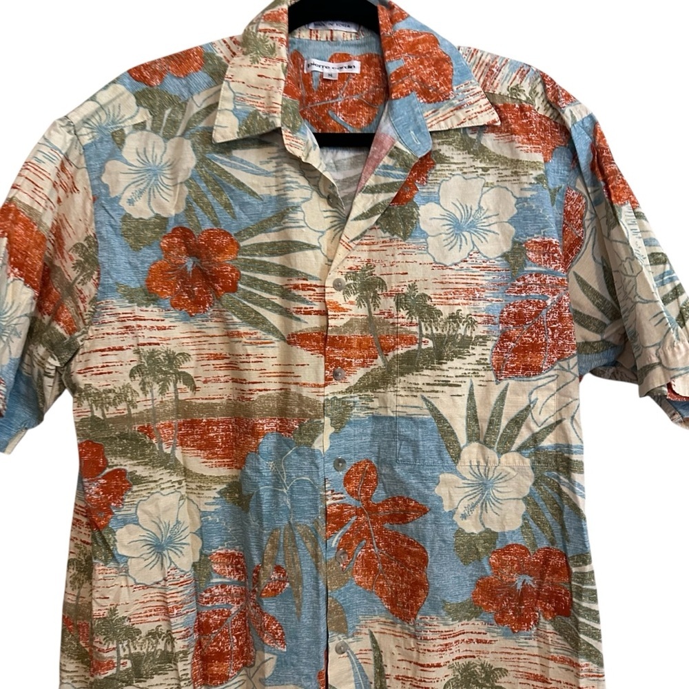 Pierre Cardin 100% Cotton Hawiian Beach Vacation Button Up Shirt Size Medium - Picture 3 of 6
